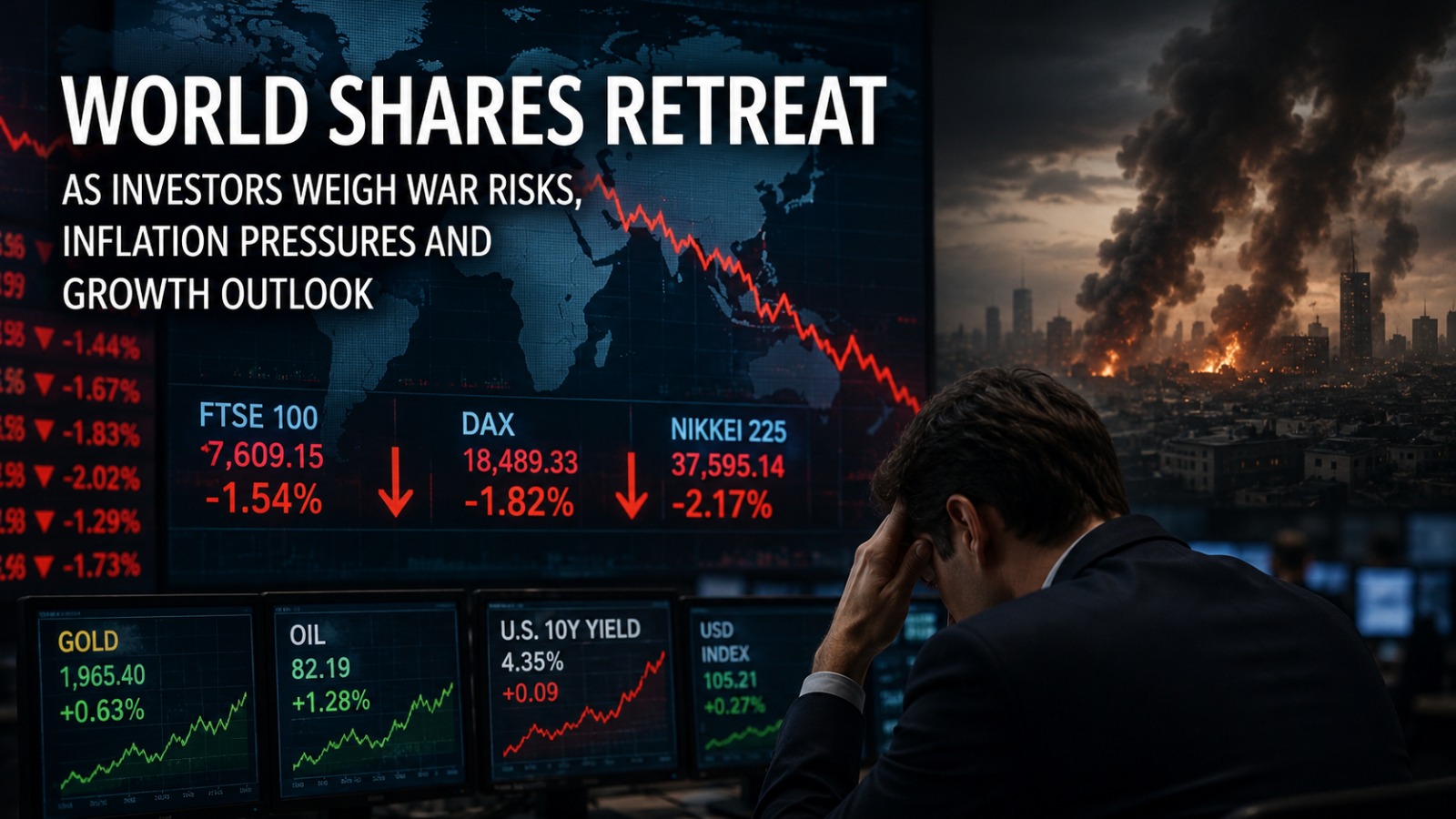 World Shares Retreat as Investors Weigh War Risks, Inflation Pressures and Growth Outlook